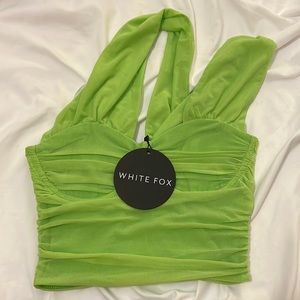 White Fox Bustier Crop Top- XS